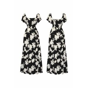 Rachel Zoe Floral Black & White Maxi Dress Sz S Smocked Tiered Cottagecore